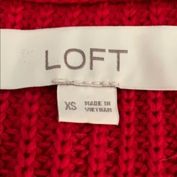 Loft red knit sweater- size XS - Picture 7 of 8